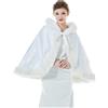 BEAUTELICATE Mantello con Cappuccio Donna Mantella Corto Pelliccia Sintetica Rosa da Sposa con Mano Muff per Matrimonio Invernale Hallween Natale Carnevale Cosplay