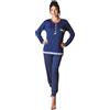 Leo Corsetteria Pigiama Donna 100% Caldo Cotone Invernale Serafino Profondo Tasca Pizzo a Pois 50070-51070ARC