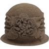 ZLYC - Cappello da Pescatore a Cloche in Lana da Donna, Stile Vintage Anni '20, con Dettaglio Floreale, Cachi Massiccio., Taglia Unica