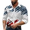 famesale Camicia Grafica da Uomo con Bandiera Americana Camicie a Maniche Lunghe Stile Western retrò Camicetta con Colletto a Bavero Button Down Camicetta Casual da Strada all'aperto