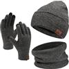 Bequemer Laden Invernali Cappello Sciarpa e Guanti Touch Screen, Berretto in Maglia Scaldacollo e Guanti con Fodera in Pile per Uomo Donna