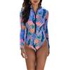 kewing Costume Intero da Donna Plus Size Manica Lunga Rash Guard Protezione UV Costumi da Bagno Surf Zip Frontale Muta Costume da Nuoto