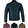 Texpeed Giacca di pelle casual da uomo - Estate/invernale Soft Touch autentica vintage pelle di montone Biker in vera pelle stile motociclista - Blu - L