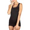 Basic Cotton Canotta Donna Spalla in Puro Cotone a Costine con Pizzo su Scollatura e Giro Manica, Bordo plissè in Vita (L/XL, Nero)