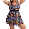 Hanna Nikole Tankini da donna, taglie forti, costume da bagno a due pezzi, con scollo keyhole, costume da bagno con pantaloncini da bagno, modellante, moda mare con coulisse regolabile sul petto e