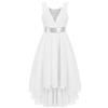 Alvivi Vestito Elegante da Ragazza Senza Maniche Festa Cerimonia Matrimonio Damigella Hi-Lo Abiti da Sposa Comunione Cocktail Prom Abiti Estivi per Bambine 4-16 Anni Argento A 5-6 Anni