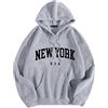 Generic New York Usa Graphic Felpe con cappuccio da uomo Workou Manica Lunga Trendy con Cappuccio Vestiti 2025 Lettera Coulisse Abiti Atletici Moda Divertente Gotico Carino Vestibilità Larga Estetica College