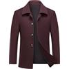 Modful, Cappotto corto in lana da uomo, caldo, lana, casual, Peacoat, slim fit, per il business, rosso vivo, L