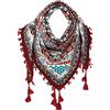 Nuofengkudu Sciarpe Cotone Donna Eleganti Floreale Stampa Bohemien Etniche Stile Grande Vintage Piazza Scialli Foulard con Fiocco Scarfs 110 * 110CM Borgogna