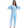 QIYUANT Pigiama Tutina Donna Morbido Bottone Intera Manica Lunga Monopezzo Primavera Autunno Inverno Halloween Natale Abbigliamento Interni Tuta da Casa Notte (Luna Blu, M)