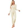 Ekouaer Intimo Termico Donna Completo Maglia Termica Manica Lunga e Pantalone Caldo Pigiama Invernale Sci Set Corsa Palestra，S-XXL