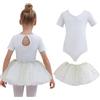 Tancefair Ragazza Vestiti da Balletto Body Danza Tutu Body Balletto Leotard Morbido Cotone Manica Corta Ginnastica Leotards con Rimovibile Gonna Tutu per Ballo