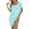 MIA LUCCE Camicia da Notte da Donna a Maniche Corte, Stampa Farfalla Blu, L