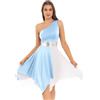 Freebily Donna Abito da Danza Lirico Classica Abito da Ballo Latino Americano Contemporaneo Vestito da Ballerina Jazz Danza Moderna Salsa Samba Rumba Dancewear Performance Azzurro XL
