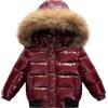 L SERVER Piumino per bambini e bambine, giacca invernale calda e lucida, giacca trapuntata antivento e impermeabile, cappotto invernale ispessito con cappuccio con collo in pelliccia, Bordeaux, 86