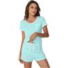 WiWi Pigiama da Donna in Morbido bambù, con Top a Maniche Corte e Pantaloncini, Taglie Forti, S-4X
