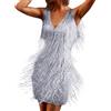 Generico Abito da donna con nappe anni '20, abito con frange, con spallini, costume da donna per feste, Carnevale, Cocktail party