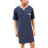Yukiuiny Maglie Pigiama Uomo Abbigliamento da Notte Cotone Camicie Lunghe per Dormire,Maniche Corte-2-Blu Scuro/XL
