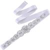 Disimlarl Cintura da sposa in cristallo per donne con strass abiti da sposa abito da donna fascia, Nastro bianco., Etichettalia unica
