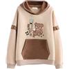 L SERVER Felpa con Cappuccio da Ragazza per Bambini con Stampa Cartoni Animati Primavera e Autunno Casual per Sport, Kaki - Orsetto Cucciolo, 152-158