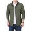 DAIHAN Camicia Casual da Uomo Button Down Manica Lunga Camicie Militari Camicia da Lavoro Giacca Militare Classica Cappotto Leggero Autunnale Giaccone Casual Tempo Libero,Verde Militare,M