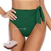 JFAN Slip Bikini Vita Alta Regolabile Donna Fondo Bikini per Donna Triangolo Classico Ruched Bikini Elegante Slim Gonna da Bagno,Verde Scuro,M