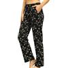 ENJOYNIGHT Pantaloni da pigiama lunghi in cotone da donna, pantaloni da pigiama stampati, pantaloni casual con tasche e coulisse, gatto nero, L