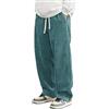 Generico Kirakuco Pantaloni Giapponesi Uomo Larghi Pantalonis di Velluto A Coste Lunghi Taglio Dritto Modello Pantalone con Vita Elasticizzata e Cordino Baggy Elasticizzati Casual Sweatpants Verde Menta XL