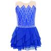 Oyolan Vestito Pattinaggio Artistico Ragazza Bambina Leotard Ginnastica Body Danza Strass Senza Maniche Costume Spettacolo 5-14 Anni, B blu., 15-16 anni