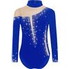 Freebily Body da Pattinaggio Artistico Bambina Maniche Lunghe Body Ginnastica Artistica Balletto Leotards con Strass Bodysuit Danza Classica Moderna Bodysuit da Allenamento Blu reale 15-16 anni