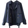 IQYU Trench Coat - Giacca corta da donna, colore beige, per le mezze stagioni, autunno, elegante, giacca da donna a doppio petto Trench Coat, calda, antivento, classica, giacca a vento, Blu, XL
