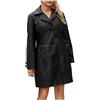 KHIRVWL Trench Lungo da Donna Cappotto Lungo in Pelle Nera da Donna a Figura Intera Colletto Rovesciato Maniche Lunghe Donna in Ecopelle Nera Giacca in Pelle alla Moda Vintage Oversize