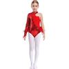 Freebily Body Ginnastica Artistica Bambina Paillettes Leotards Balletto Body Danza Classica Ballerina con Gonna in Tulle Abito da Pattinaggio Artistico Ballo Latino Americano Rosso 9-10 anni