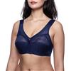 frugue Reggiseno Senza Ferretto Taglie Forti Contenitivo Pizzo Donna Blu IT 5D