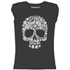 thedifferent New T-Shirt Donna Fiammata Teschio Fiori Idea Regalo