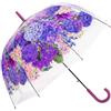 Chesoon Auto Aperto Pioggia Ombrello Fiore Chiaro Bolla per Ragazze Donne Elegante Signore Bastone Ombrello con Baldacchino A Cupola Trasparente,Viola