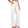 Generico Pantaloni Donna Estivi In Cotone - E Lino Eleganti Elastico Vita Alta Pantaloni Donna Larghi Curvy Leggeri E Comodi a Gamba Larga Casual Yoga Pantalone Gamba Dritta Con Tasche Per Busine Ufficio