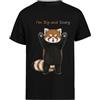 Jinbetee Red Panda T-Shirt Manica Corta da Uomo Nera