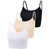 Boao, Canottiera corta sportiva da donna, crop top, con spalline sottili, confezione da 3 pezzi, S