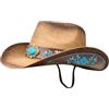 Oxxggkao Gemstones Cowboy Cappelli Western Etnico Cappello di paglia Outdoor Sunproof Cowgirl per adulti Guida Viaggi Equitazione per le donne per Cowboy maschio, Blu, Taglia unica