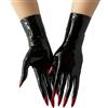 GREEFEI Guanti Corti in Lattice Fatti a Mano,Guanti Gomma Unghie Lunghe per Uomo Donna,Accessori di Cosplay Halloween S
