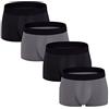 FGFD&OU Boxer Uomo Intimo Traspiranti Cotone Elast Mutande Comodo Morbido Pantaloncini (4 Nero&Grigio, L)