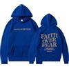 YuchiFa Felpa con Cappuccio Faith Over Fear, Felpa con Cappuccio Unisex per Uomo e Donna, Felpa a Maniche Lunghe, Top Casual (Blue,L)