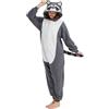 AMAMHAHAVA Procione Onesie Adulto Pigiama Halloween Cosplay Carnevale Animale Pigiameria Donna Uomo, Procione Onesie, S