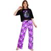 Disney Pigiama Donna - Pigiama Donna Cotone Lungo a Manica Corta S-XL Pigiami Due Pezzi - Regali Donna (Malefica Nera/Viola, S)