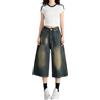 Gyaimxfu Baggy Jean Shorts Donna Y2K Jeans Vintage Bermuda Pantaloni 3/4 Donna Hip Hop Shorts Jeans Elegante Gamba Larga Pantalone Casual Pantaloncini Larghi Denim Taglie Forti Streetwear