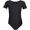Aquarti Body da Ginnastica da Bambina a Maniche Corte, Nero, 116