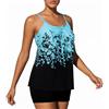 Generico Costume Donna Due Pezzi Stampe Vintage - Costume da Bagno Donna Tankini Affascinante Unico Semplice, Swimwear Women Sportiva Surf Sorgenti Termali Mare Azzurro L