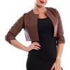 Toocool Giacca donna corta ecopelle bolero senza chiusura arricciato VB-10381 [L,marrone scuro]