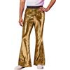 RUMAOZIA Pantaloni a zampa da uomo anni '70 con glitter da discoteca, stile retrò, pantaloni svasati, costume da Carnevale, pantaloni hippie con paillettes, pantaloni da uomo 80, O Gold, XXL